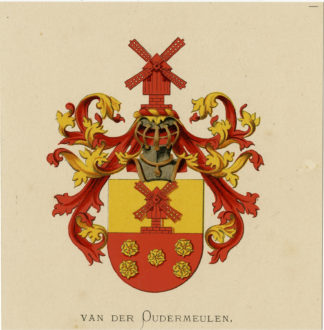 Antique Print - VAN DER OUDERMEULEN-COAT OF ARMS-FAMILY CREST-WENNING after VORSTERMAN - 1885