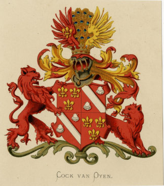 Antique Print - COCK VAN OYEN-COAT OF ARMS-FAMILY CREST-WENNING after VORSTERMAN - 1885