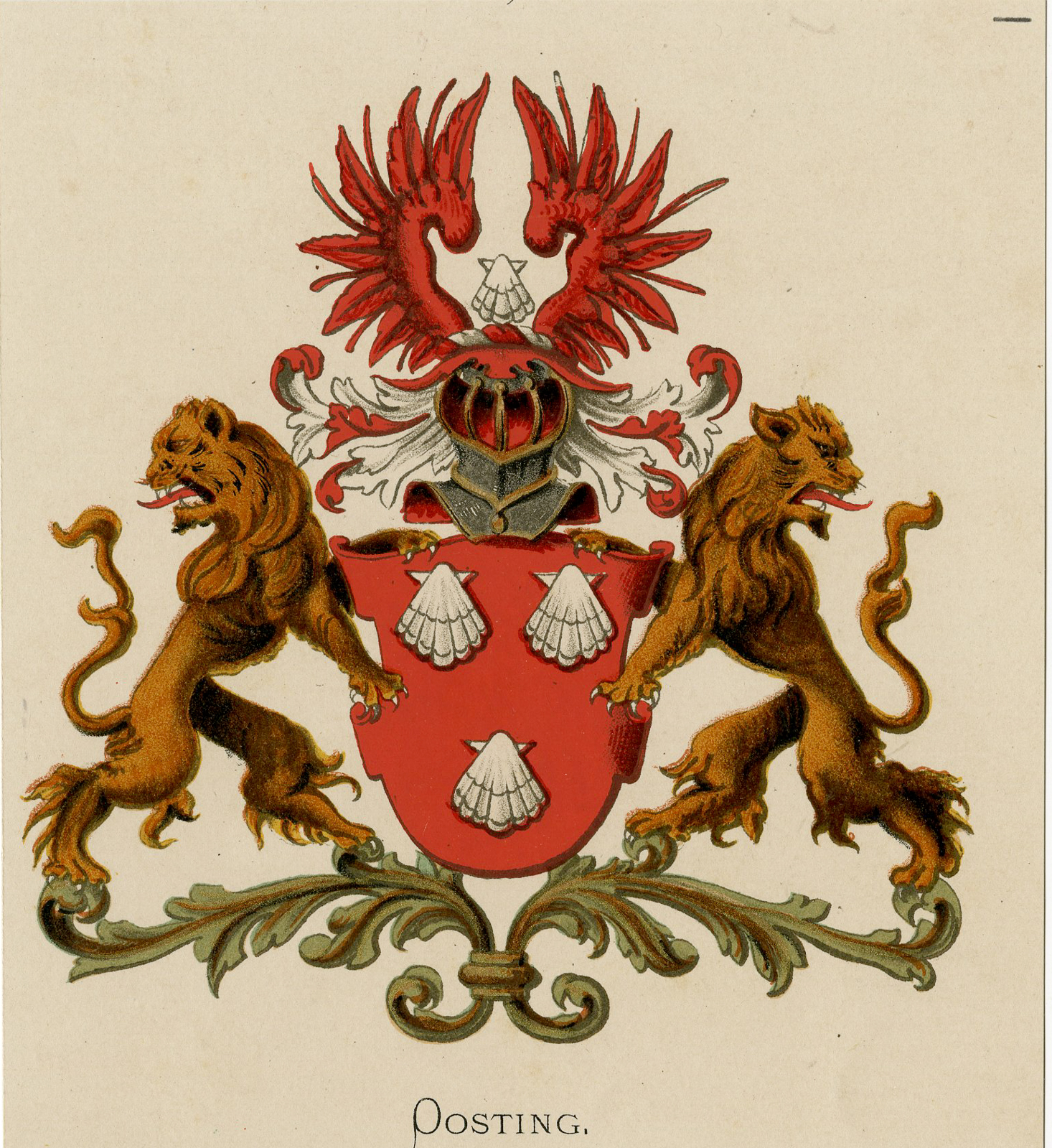 Pco 7704 416x454 Antique Print - OOSTING-COAT OF ARMS-FAMILY CREST-WENNING after VORSTERMAN - 1885