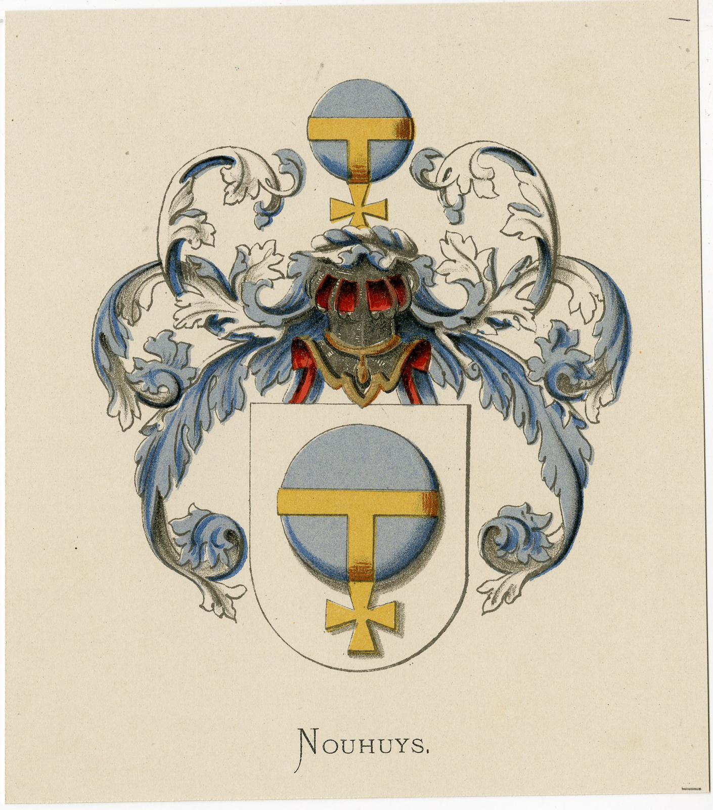 , Antique Print – NOUHUYS-COAT OF ARMS-FAMILY CREST-WENNING after VORSTERMAN – 1885, Pictura Antique Prints