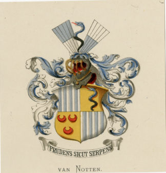 Antique Print - VAN NOTTEN-COAT OF ARMS-FAMILY CREST-WENNING after VORSTERMAN - 1885