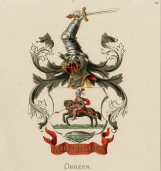 Antique Print - OBREEN-COAT OF ARMS-FAMILY CREST-WENNING after VORSTERMAN - 1885