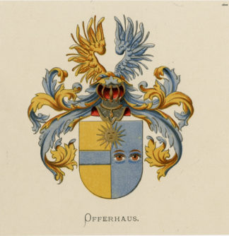 Antique Print - OFFERHAUS-COAT OF ARMS-FAMILY CREST-WENNING after VORSTERMAN - 1885