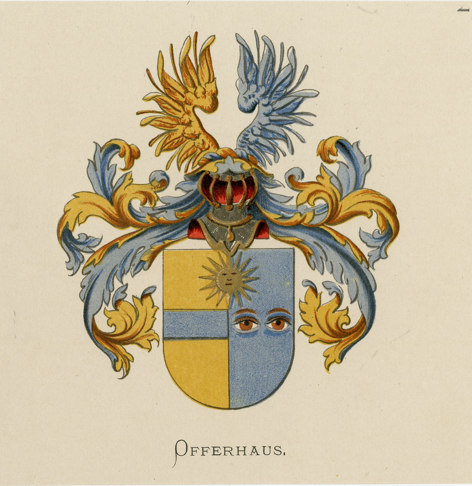 , Antique Print – OFFERHAUS-COAT OF ARMS-FAMILY CREST-WENNING after VORSTERMAN – 1885, Pictura Antique Prints