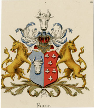 Antique Print - NOLET-COAT OF ARMS-FAMILY CREST-WENNING after VORSTERMAN - 1885