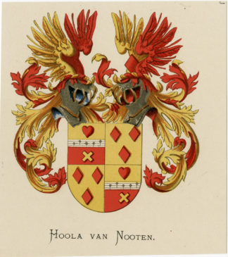Antique Print - HOOLA VAN NOOTEN-COAT OF ARMS-FAMILY CREST-WENNING after VORSTERMAN - 1885