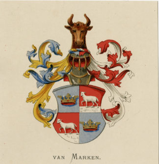Antique Print - VAN MARKEN-COAT OF ARMS-FAMILY CREST-WENNING after VORSTERMAN - 1885
