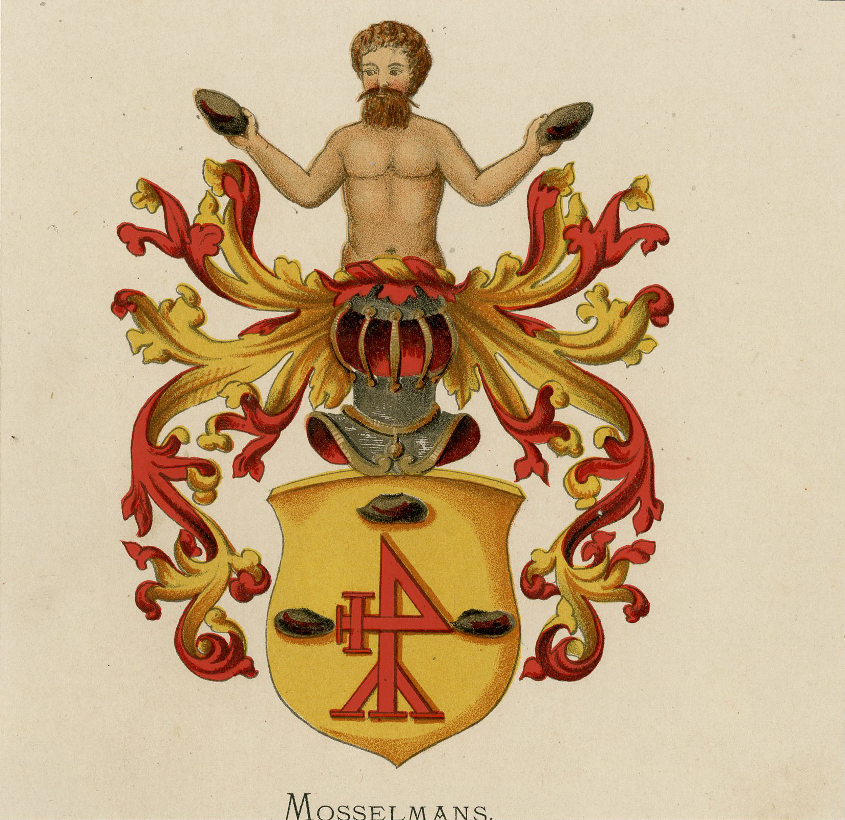 , Antique Print – MOSSELMANS-COAT OF ARMS-FAMILY CREST-WENNING after VORSTERMAN – 1885, Pictura Antique Prints