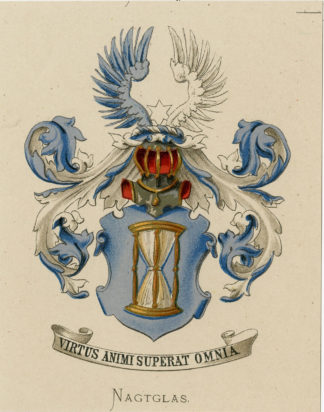 Antique Print - NAGTGLAS-COAT OF ARMS-FAMILY CREST-WENNING after VORSTERMAN - 1885
