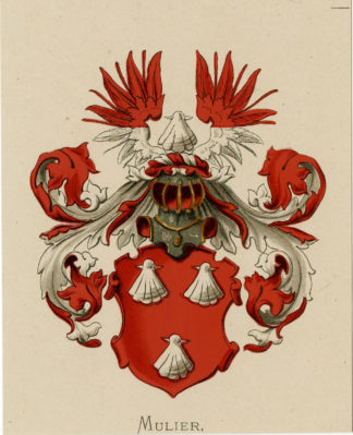 Antique Print - MULIER-COAT OF ARMS-FAMILY CREST-WENNING after VORSTERMAN - 1885