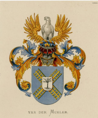 Antique Print - VAN DER MUELEN-COAT OF ARMS-FAMILY CREST-WENNING after VORSTERMAN - 1885
