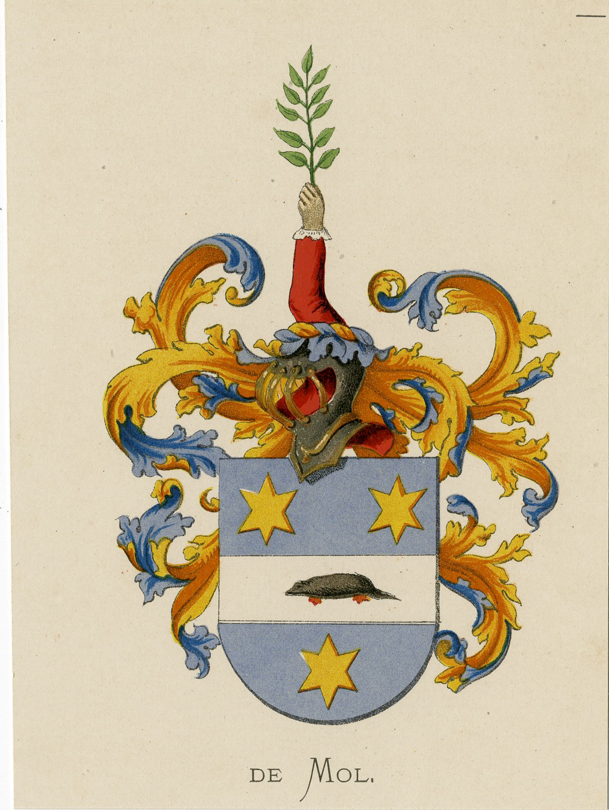 Pco 7733 416x554 Antique Print - DE MOL-COAT OF ARMS-FAMILY CREST-WENNING after VORSTERMAN - 1885
