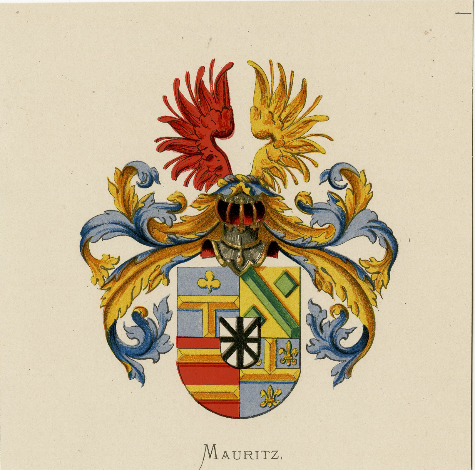 Pco 7739 416x412 Antique Print - MAURITZ-COAT OF ARMS-FAMILY CREST-WENNING after VORSTERMAN - 1885