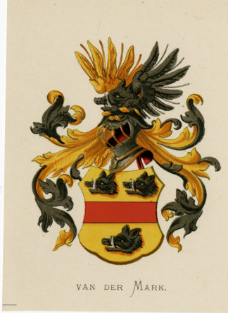 Antique Print - VAN DER MARK-COAT OF ARMS-FAMILY CREST-WENNING after VORSTERMAN - 1885