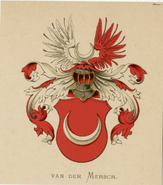 Antique Print - VAN DER MERSCH-COAT OF ARMS-FAMILY CREST-WENNING after VORSTERMAN - 1885