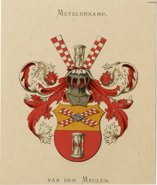 Antique Print - METELERKAMP VAN DER MEULEN-COAT OF ARMS-FAMILY CREST-WENNING after VORSTERMAN - 1885