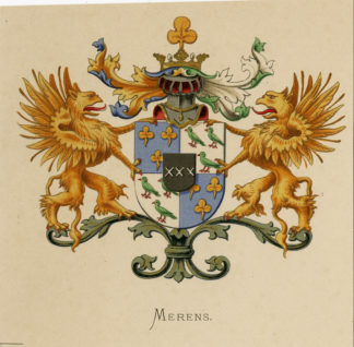 Antique Print - METELERKAMP MERENS-COAT OF ARMS-FAMILY CREST-WENNING after VORSTERMAN - 1885