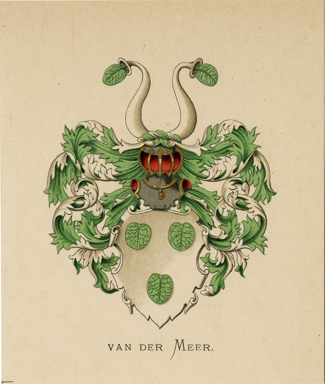, Antique Print – METELERKAMP VAN DER MEER-COAT OF ARMS-FAMILY CREST-WENNING after VORSTERMAN – 1885, Pictura Antique Prints