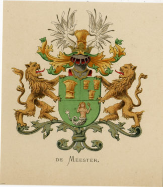 Antique Print - METELERKAMP DE MEESTER-COAT OF ARMS-FAMILY CREST-WENNING after VORSTERMAN - 1885