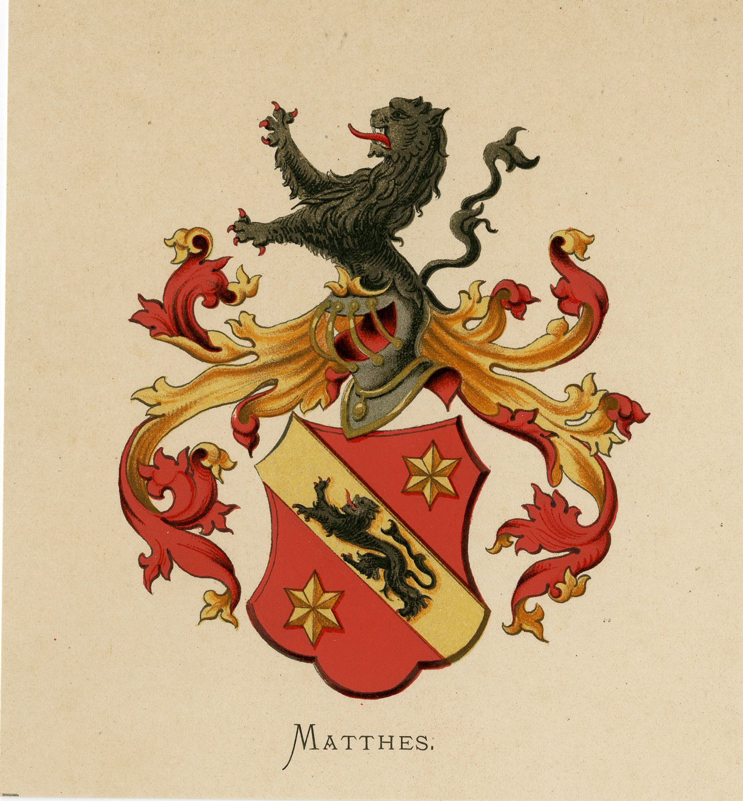 , Antique Print – METELERKAMP MATTHES-COAT OF ARMS-FAMILY CREST-WENNING after VORSTERMAN – 1885, Pictura Antique Prints