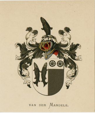 Antique Print - METELERKAMP VAN DER MANDELE-COAT OF ARMS-FAMILY CREST-WENNING after VORSTERMAN - 1885