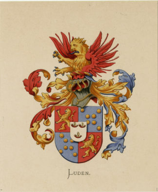 Antique Print - METELERKAMP LUDEN-COAT OF ARMS-FAMILY CREST-WENNING after VORSTERMAN - 1885