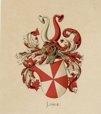 Antique Print - METELERKAMP LORIÉ-COAT OF ARMS-FAMILY CREST-WENNING after VORSTERMAN - 1885