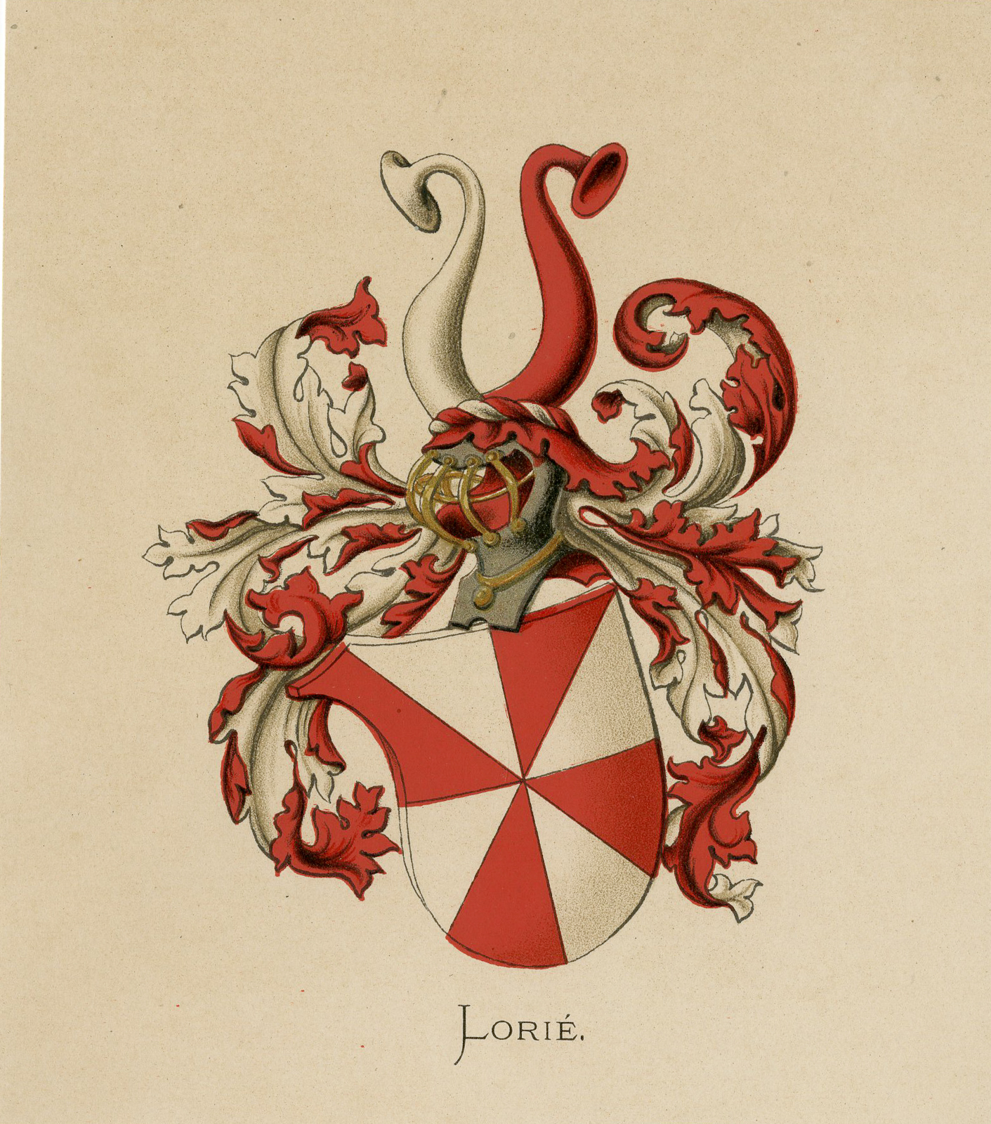, Antique Print – METELERKAMP LORIÉ-COAT OF ARMS-FAMILY CREST-WENNING after VORSTERMAN – 1885, Pictura Antique Prints