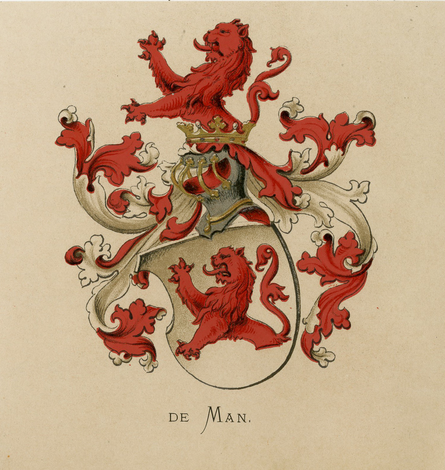 , Antique Print – METELERKAMP DE MAN-COAT OF ARMS-FAMILY CREST-WENNING after VORSTERMAN – 1885, Pictura Antique Prints