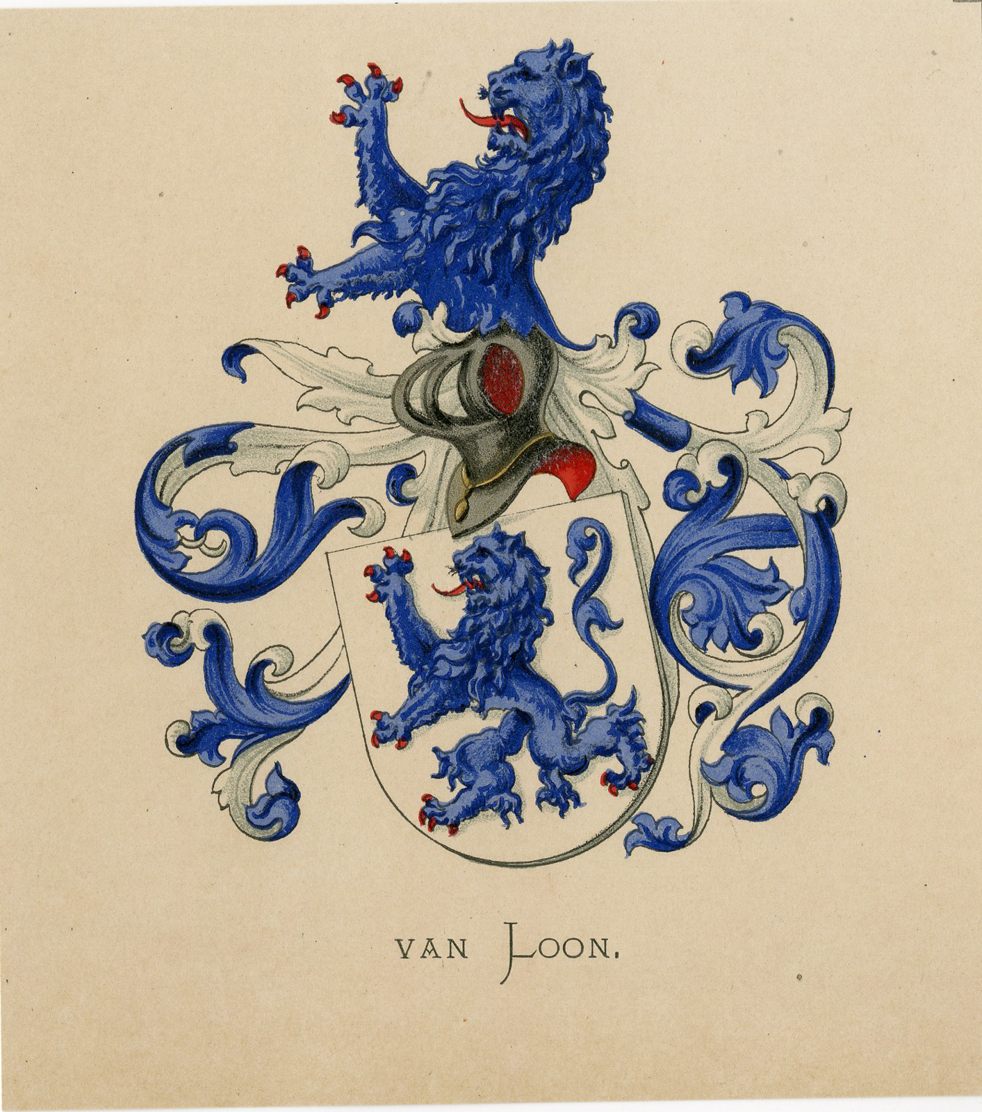 Antique Print - METELERKAMP VAN LOON-COAT OF ARMS-FAMILY CREST-WENNING after VORSTERMAN - 1885