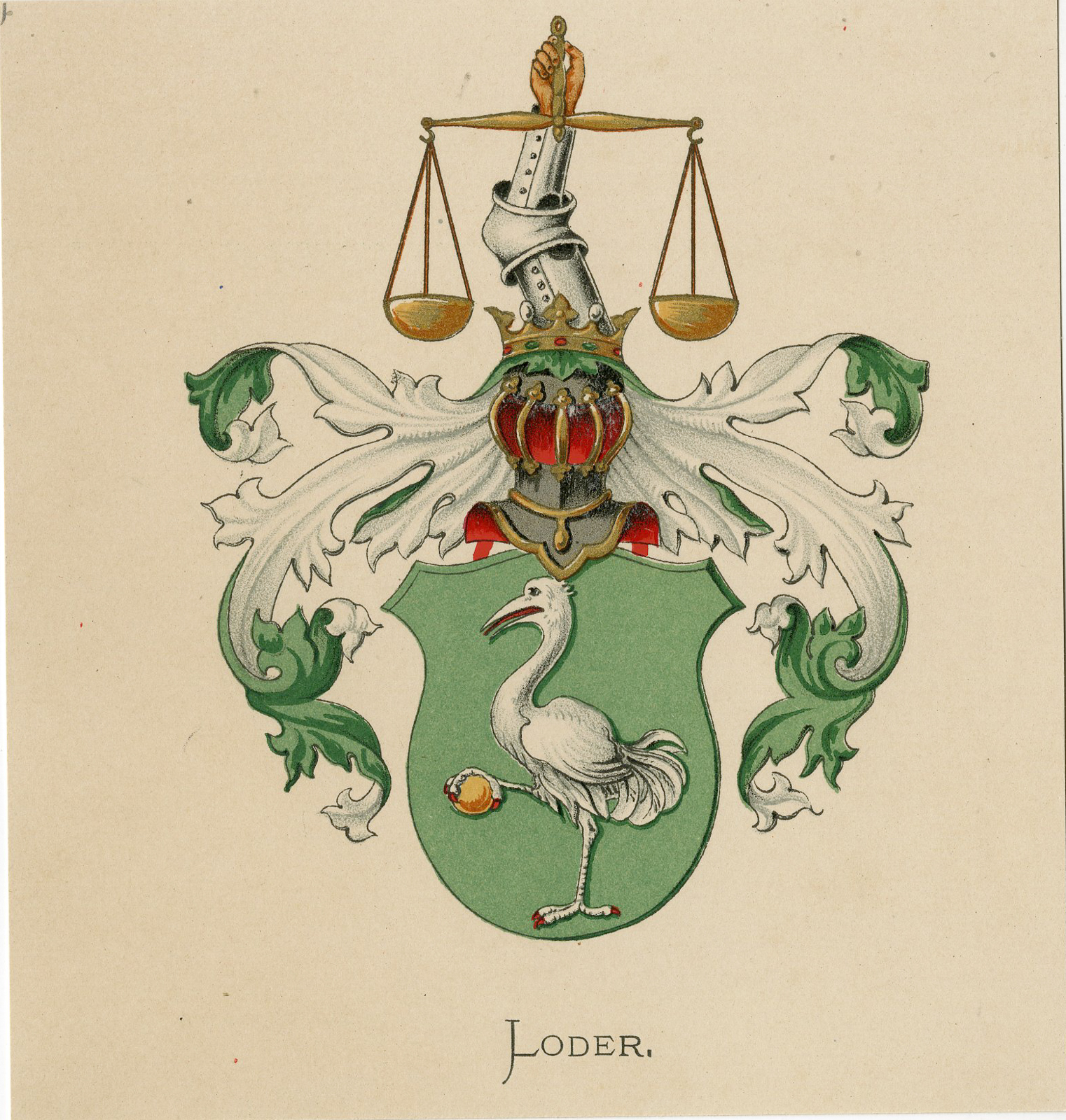 , Antique Print – METELERKAMP LODER-COAT OF ARMS-FAMILY CREST-WENNING after VORSTERMAN – 1885, Pictura Antique Prints