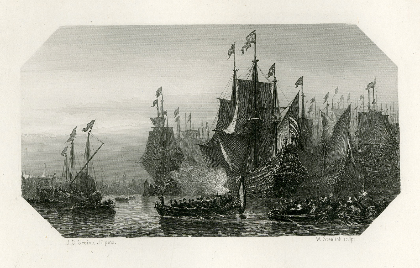 Pco 19469 416x265 Antique Print - PIET HEIN-CONQUEST SILVER FLEET-STEELINK after J.C. Greive - 1880