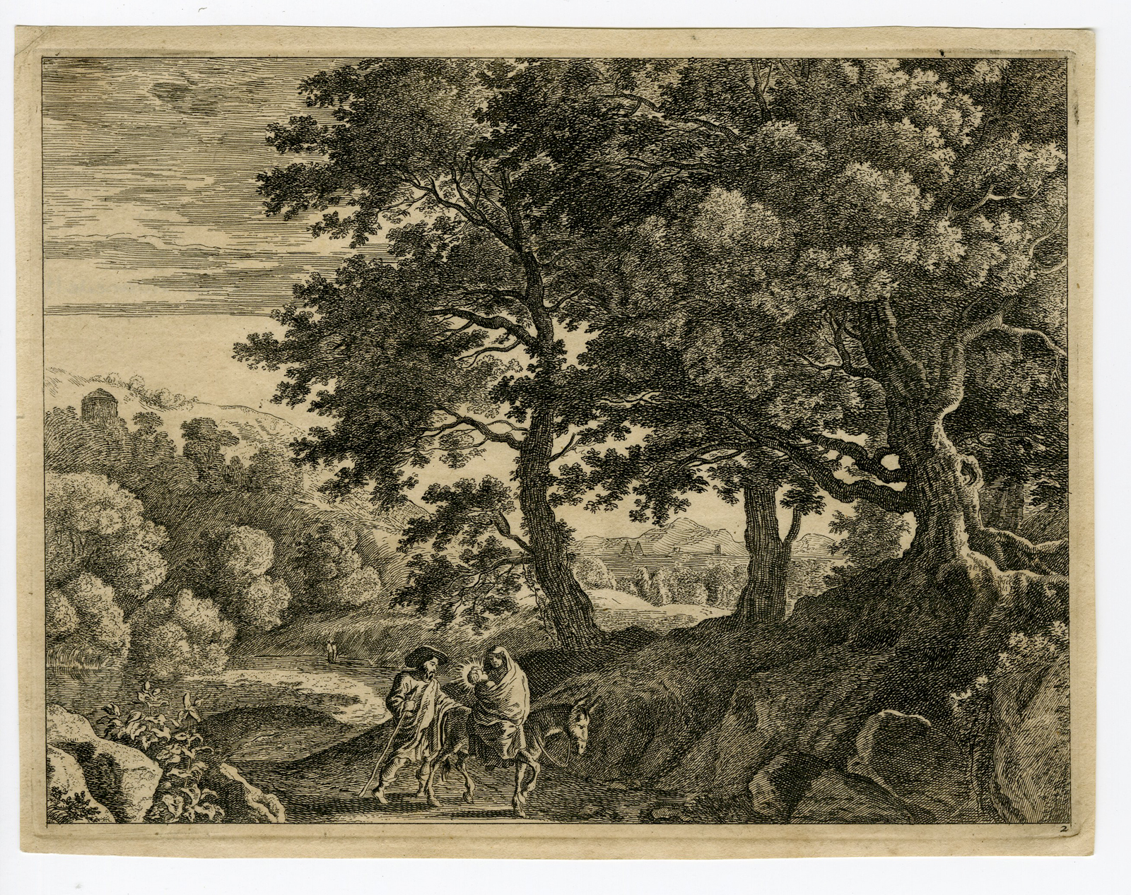 , Antique Print – LANDSCAPE-FLIGT TO EGYPT-SWANEVELT – ca.1690, Pictura Antique Prints