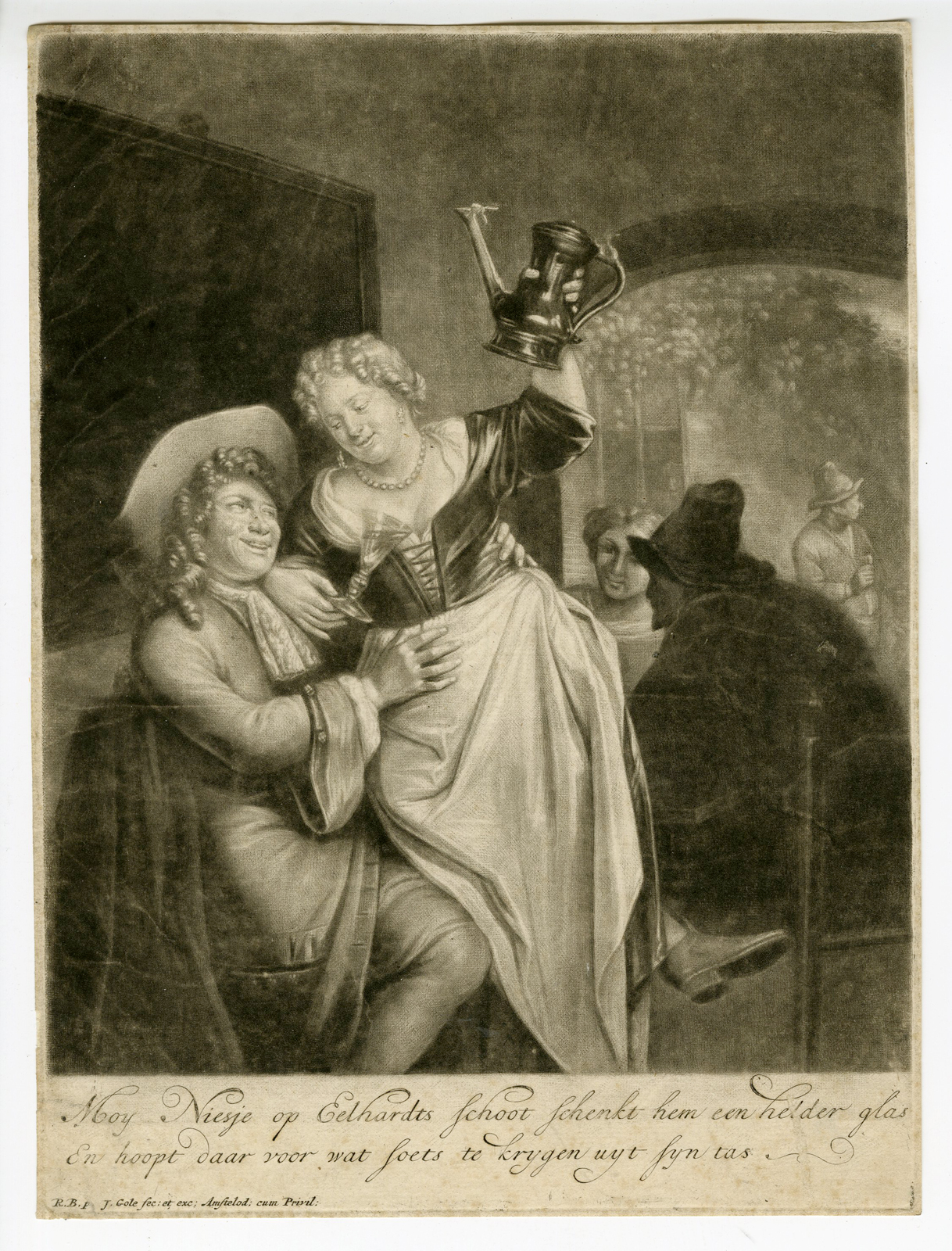 , Antique Print – TAVERN-BEER-GENRE-BROTHEL-GOLE after BRAKENBURGH – c.1700, Pictura Antique Prints