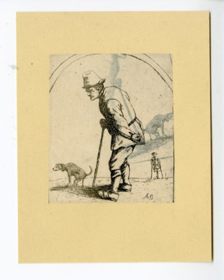 Antique Print - FARMER-DOG-DISABLED-BEUCHER after unknown artist - 19th.c.