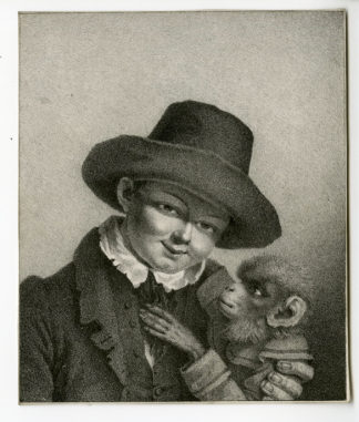 Antique Print - BOY-APE-MONKEY-  - 19th.c.