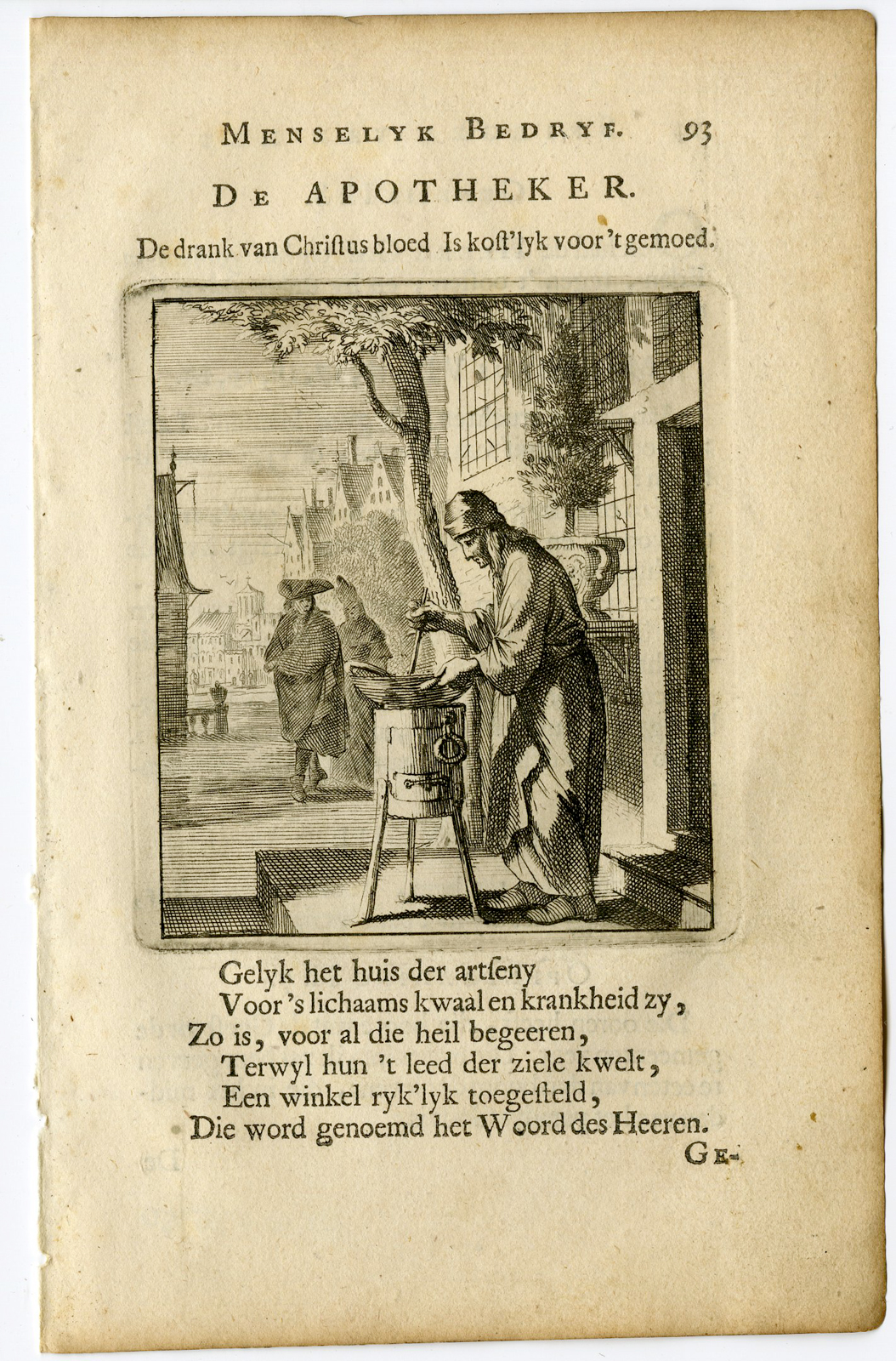 , Antique Print-PROFESSION-APOTHEKER-PHARMACIST-Luyken-c.1700, Pictura Antique Prints