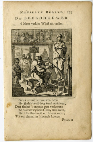 Antique Print-PROFESSION-DE BEELDHOUWER-SCULPTOR-Luyken-c.1700