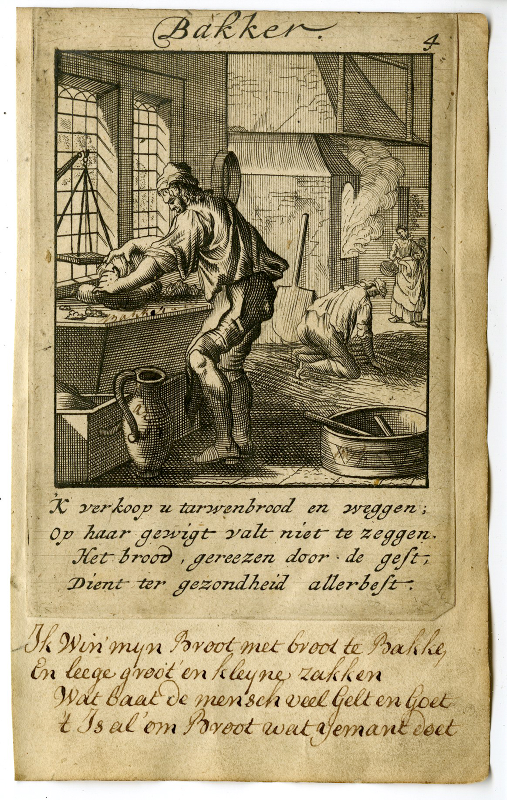 , Antique Print-PROFESSION-DE BAKKER-BAKER-Luyken-1720, Pictura Antique Prints