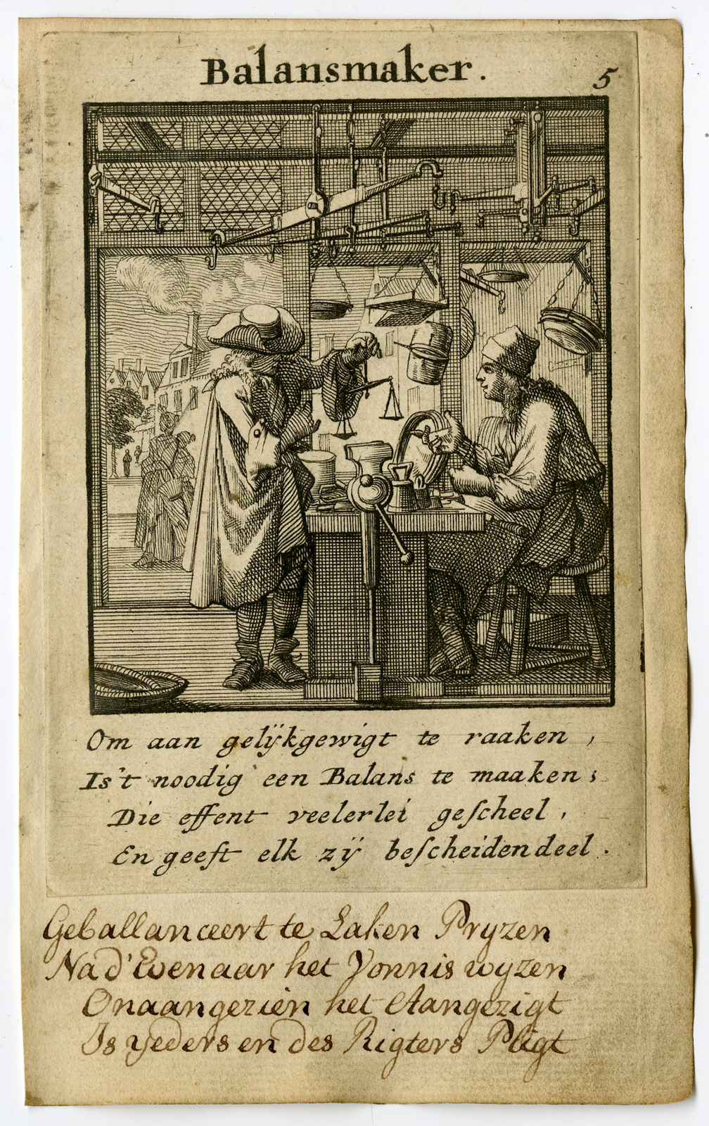 , Antique Print-PROFESSION-BALANSMAKER-SCALE MAKER-Luyken-1720, Pictura Antique Prints