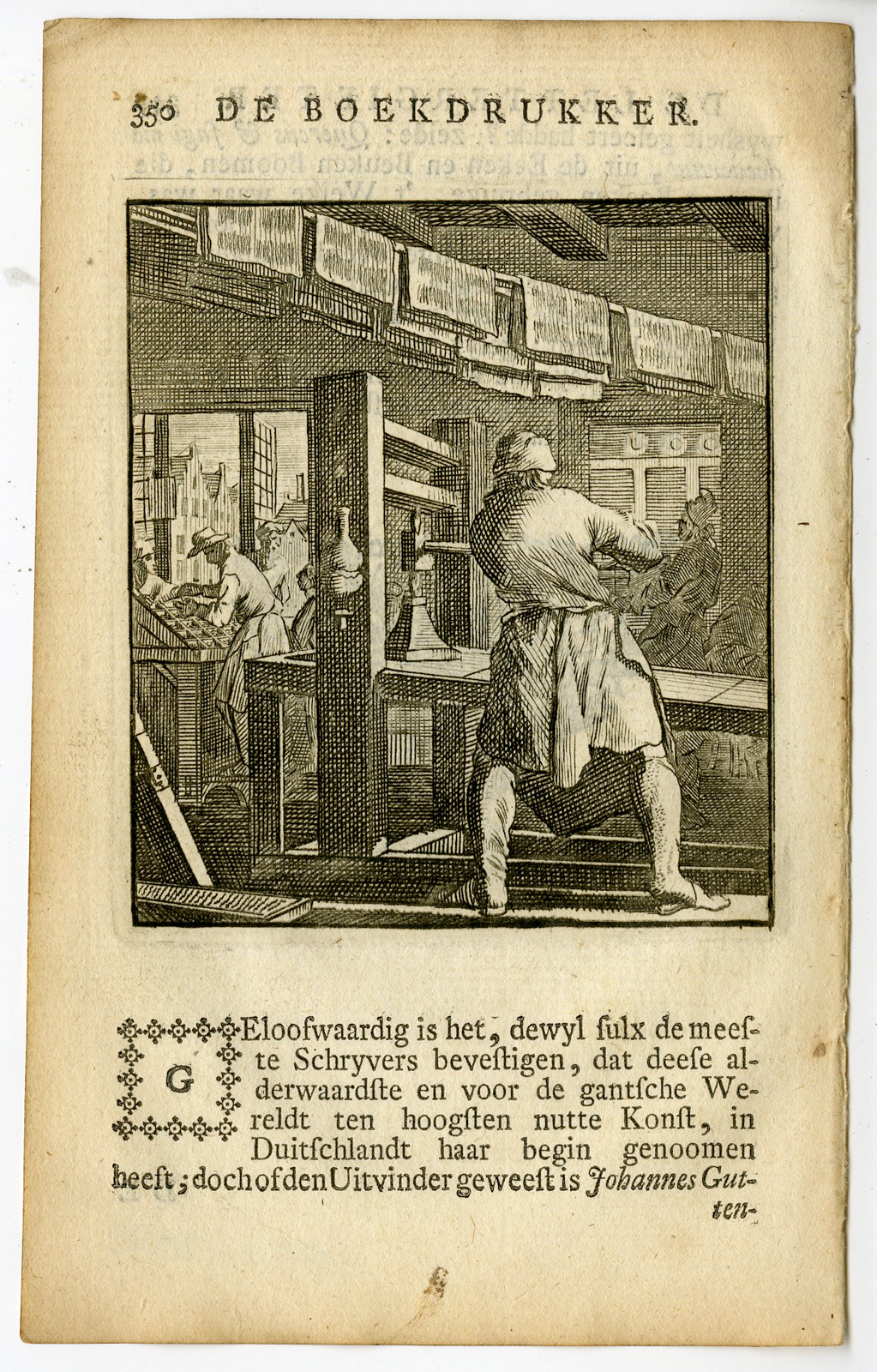 , Antique Print-PROFESSION-BOEKDRUKKER-THE BOOK PRINTER-Luyken-c.1700, Pictura Antique Prints