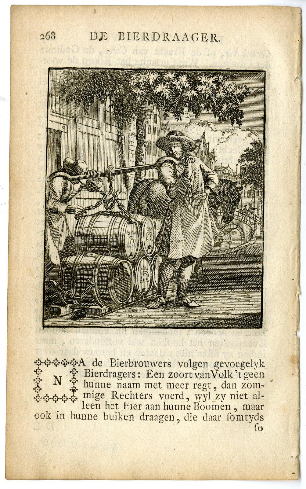 , Antique Print-PROFESSION-BIERDRAAGER-BEER CARRIER-Luyken-c.1700, Pictura Antique Prints