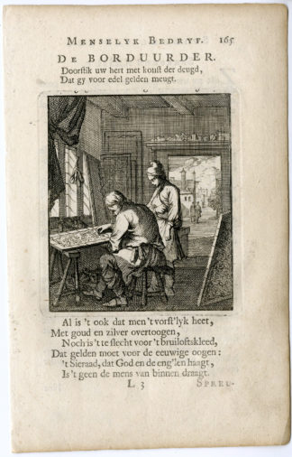 Antique Print-PROFESSION-DE BORDUURDER-EMBROIDERER-Luyken-c.1700