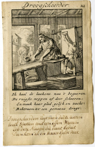 Antique Print-PROFESSION-DROOGSCHEERDER-SHEET SHAVER-Luyken-1720