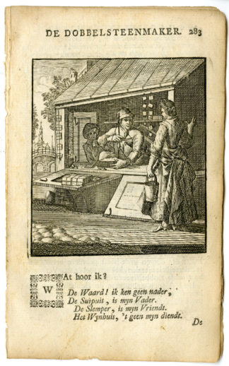 Antique Print-PROFESSION-DE DOBBELSTEENMAKER-DICE MAKER-Luyken-c.1700