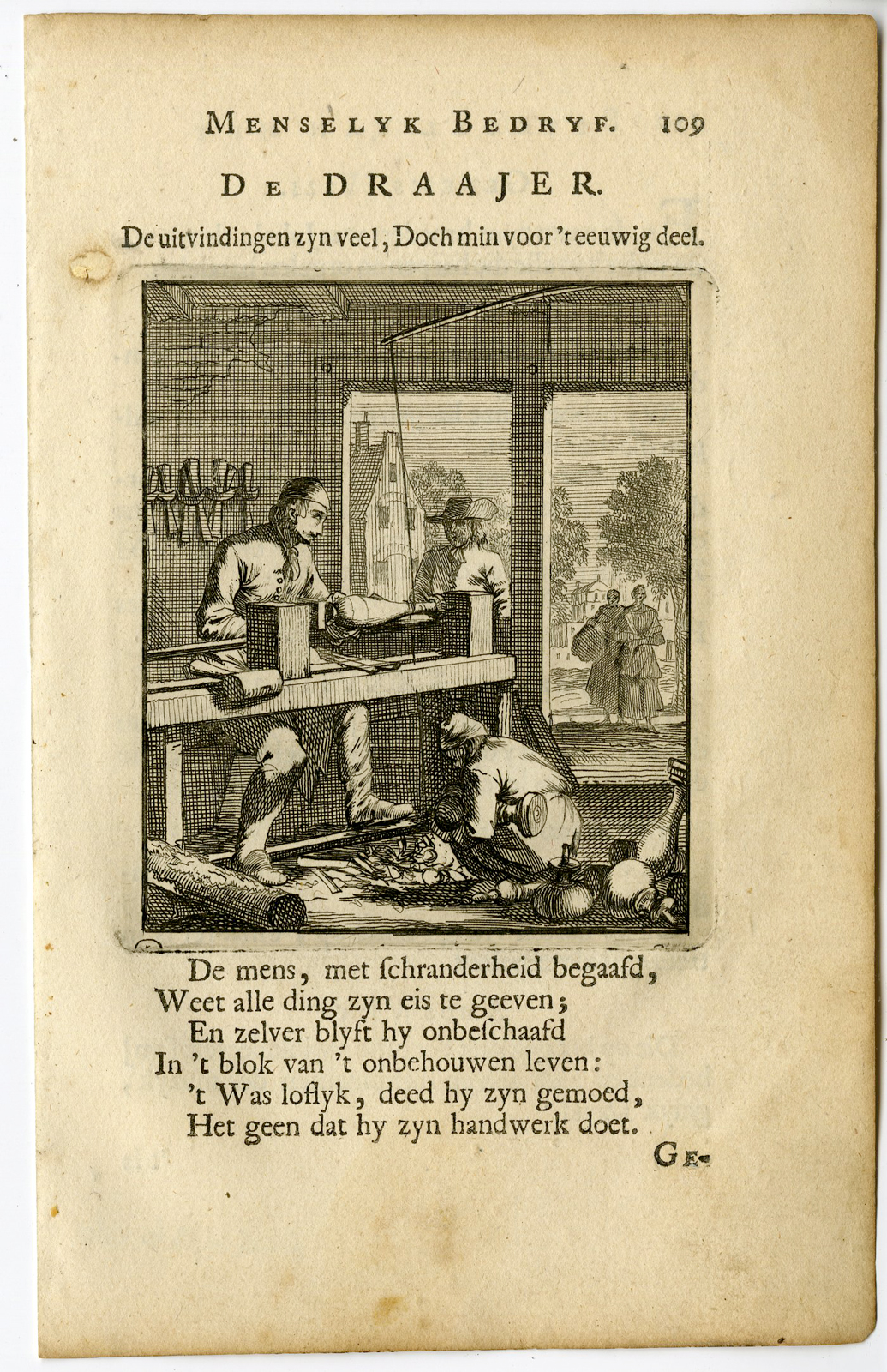 , Antique Print-PROFESSION-DE DRAAIER-TURNER-Luyken-c.1700, Pictura Antique Prints