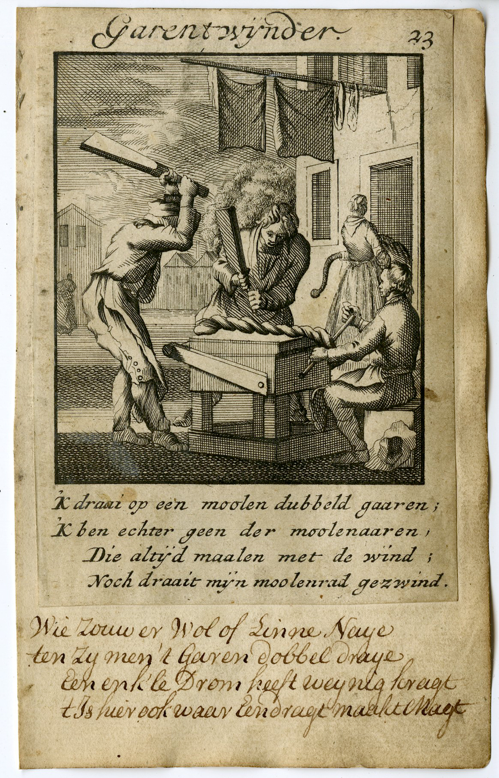 , Antique Print-PROFESSION-GARENTWYNDER-THREAD TWISTER-Luyken-1720, Pictura Antique Prints