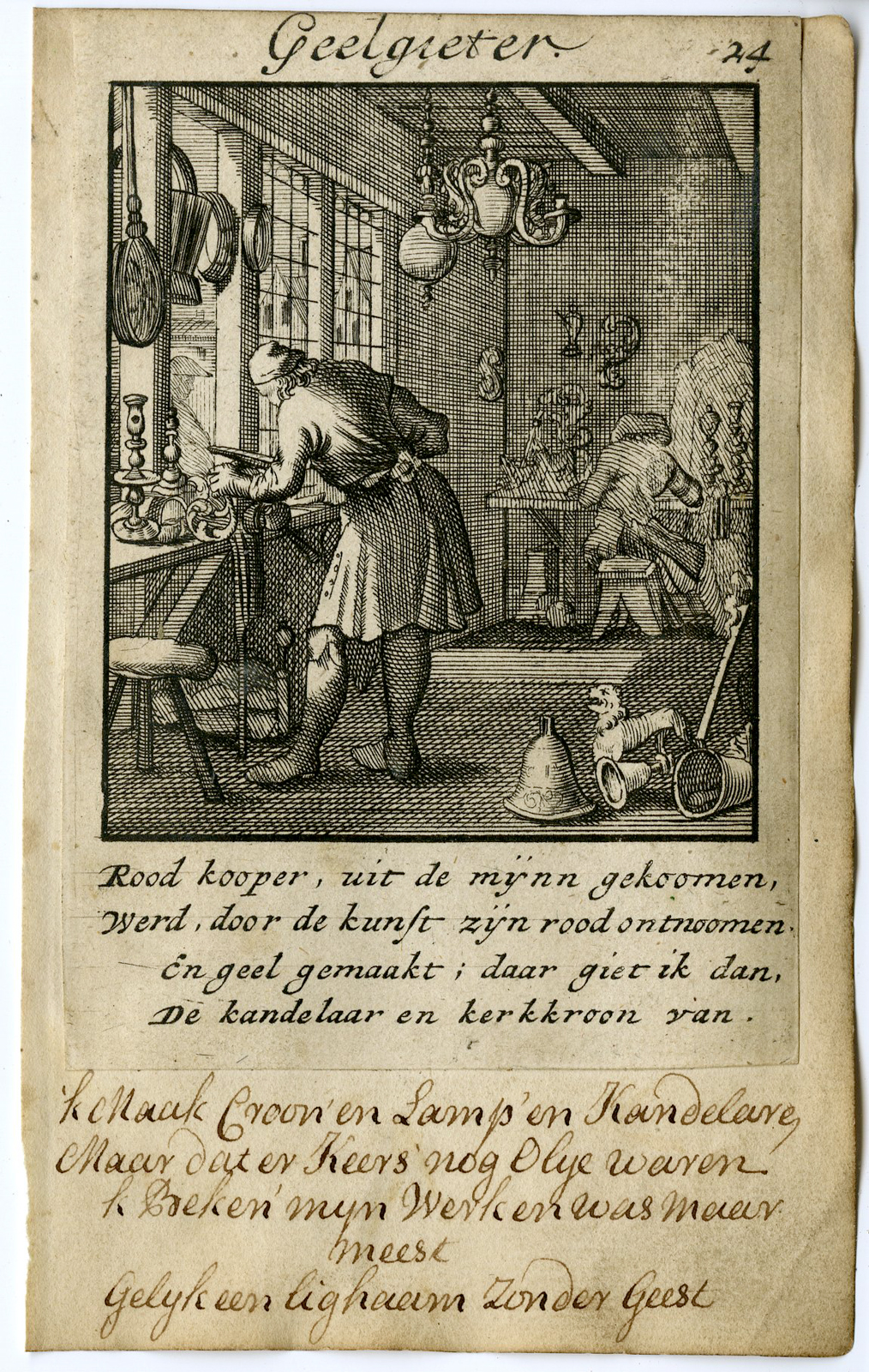 , Antique Print-PROFESSION-GEELGIETER-GILDER-Luyken-c.1700, Pictura Antique Prints
