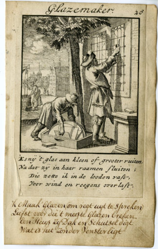 Antique Print-PROFESSION-DE GLAZEMAKER-GLAZIER-Luyken-1720