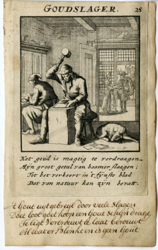 Antique Print-PROFESSION-GOUDSLAGER-GOLD SMITHY-Luyken-c.1700